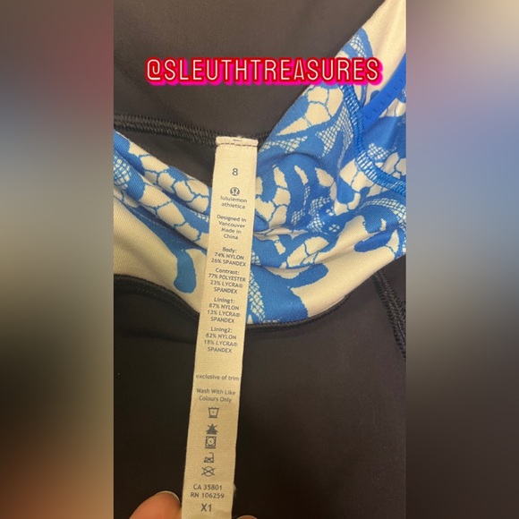 Lululemon Toasty Tech Tight Women's Size 8 Full Length Black Blue Leggings - Picture 8 of 8